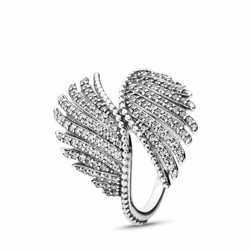 Pandora Majestic Feathers Statement Ring Ireland - Sterling Silver/Cubic Zirconia - 637084VDS